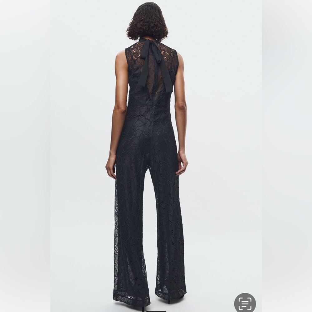 ZARA MIXED JUMPSUIT WITH LACE HIGH COLLAR WITH SLED BOW - Picture 10 of 16